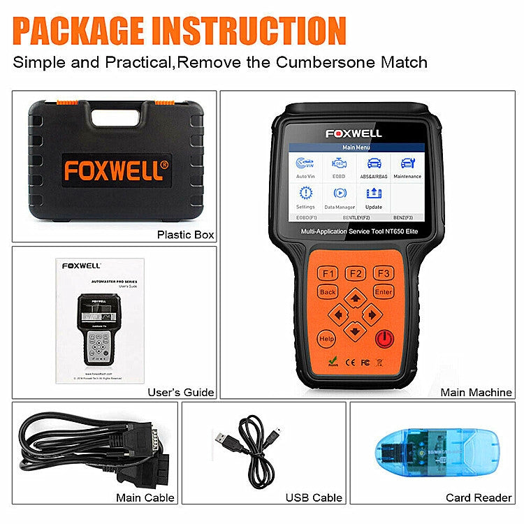 FOXWELL NT650 Elite OBD2 ABS SRS Airbag SAS Scanner Car Diagnostic Tool Auto Scanner(Black), FOXWELL NT650 Elite