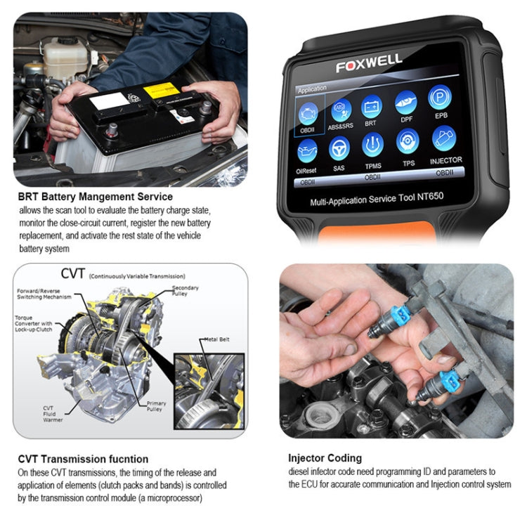 FOXWELL NT650 Elite OBD2 ABS SRS Airbag SAS Scanner Car Diagnostic Tool Auto Scanner(Black), FOXWELL NT650 Elite