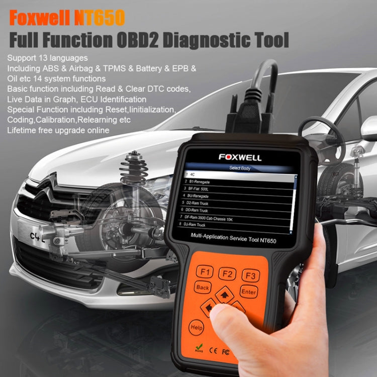 FOXWELL NT650 Elite OBD2 ABS SRS Airbag SAS Scanner Car Diagnostic Tool Auto Scanner(Black), FOXWELL NT650 Elite