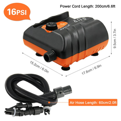 HT-785 Paddle Board 16PSI High Pressure Car Inflatable Pump 12V Electric Air Pump With 6 Connectors, HT-785