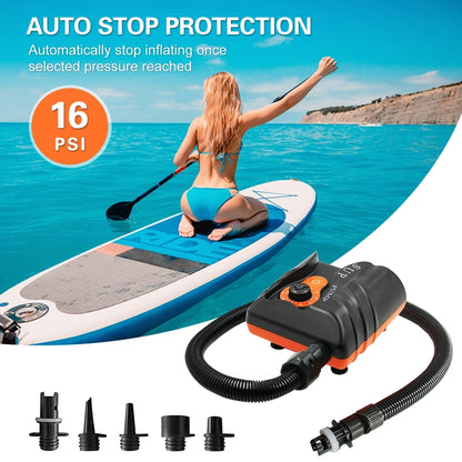 HT-785 Paddle Board 16PSI High Pressure Car Inflatable Pump 12V Electric Air Pump With 6 Connectors, HT-785