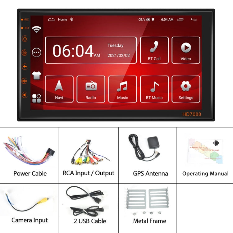 A2769 7 Inch Android Navigation WIFI Version 2+16G Vehicle Machine Central Control Large Screen, Spec:, Standard, Standard+4Lights Camera, Standard+12Lights Camera