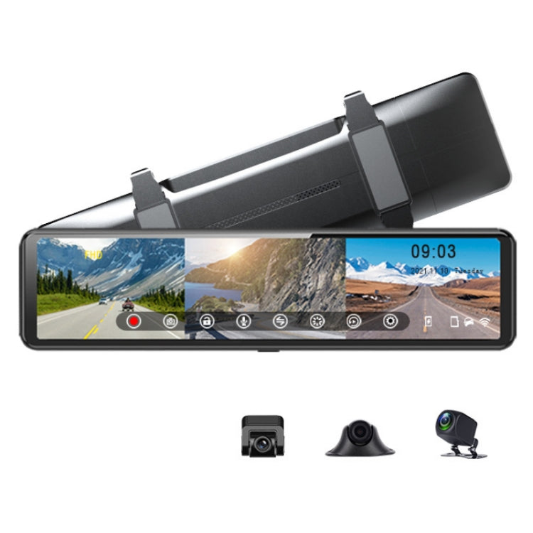 S33 2.5K Smart Screen Triple Recording 1080P Streaming Media Driving Recorder, 12 inch