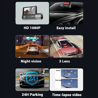 3 Lens Video HD 1080P Multi-Language Driving Recorder, F10