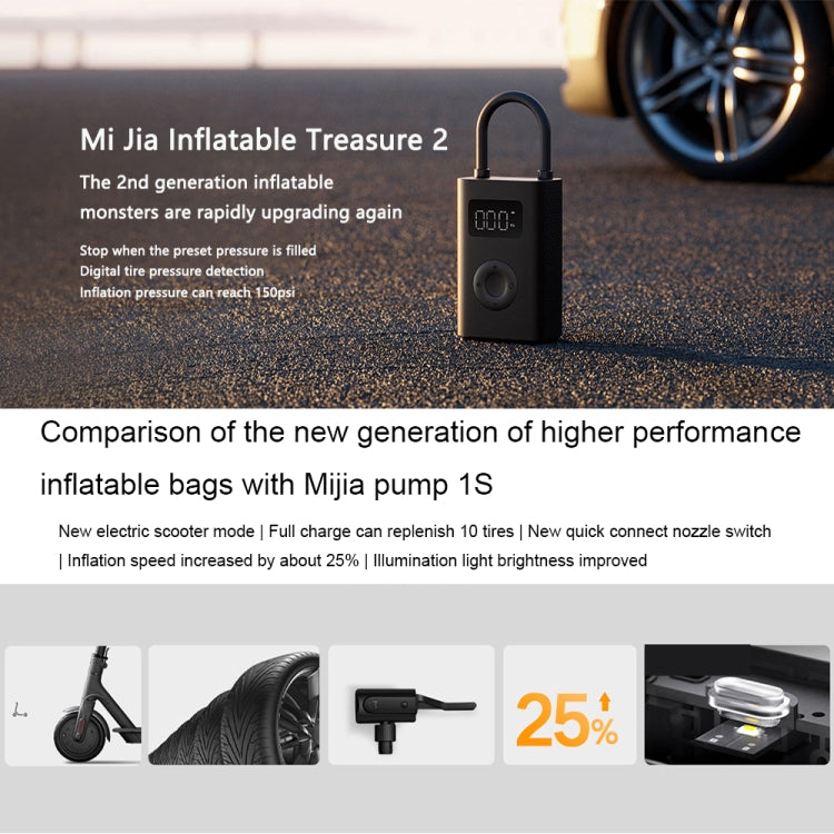 Xiaomi Mijia Portable Universal Car Air Pump Bicycle Tire Pump Electric Air Compressor, Mijia Air Pump 2