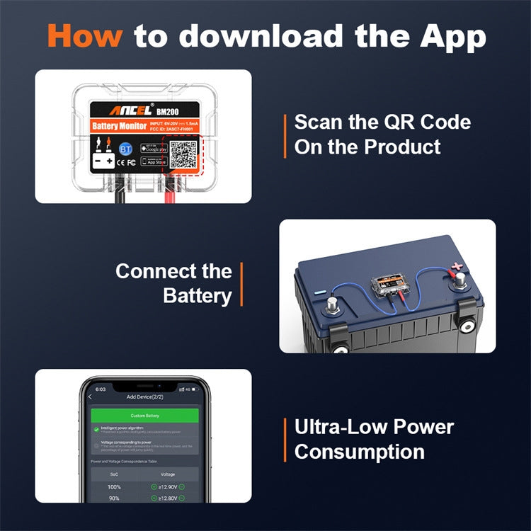 ANCEL BM200 12V Bluetooth 4.2 Car Battery Analysis and Detection Tool Battery Tester, BM200