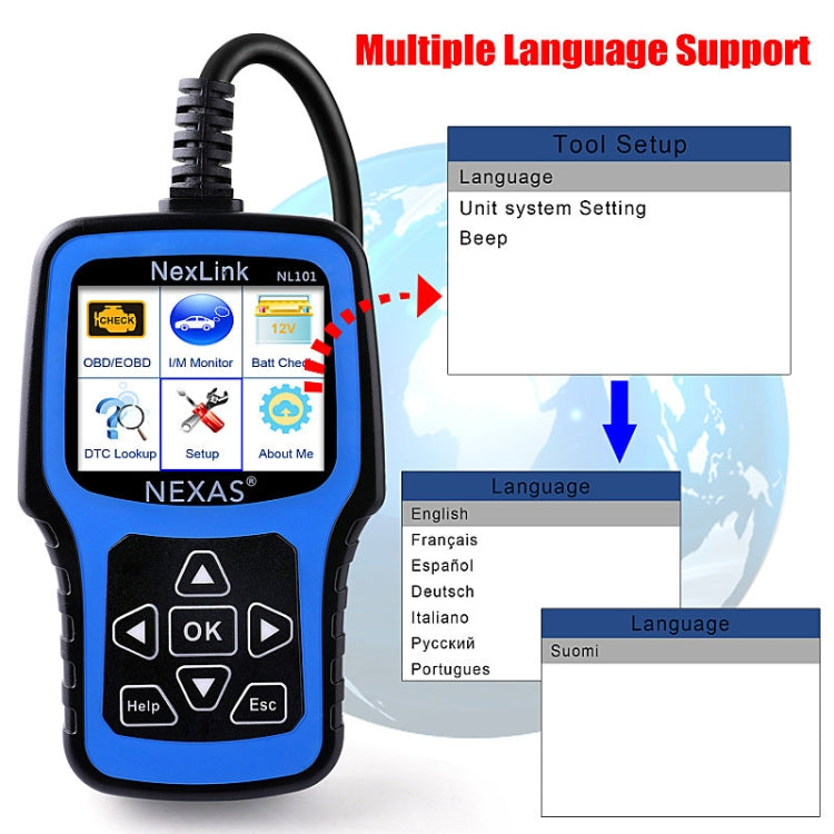 Nexas NL101 Universal OBD2 Scanner Diagnostic Tool & Battery Tester With OBDII, NL101