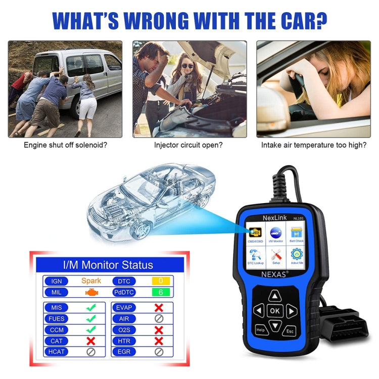 Nexas NL101 Universal OBD2 Scanner Diagnostic Tool & Battery Tester With OBDII, NL101