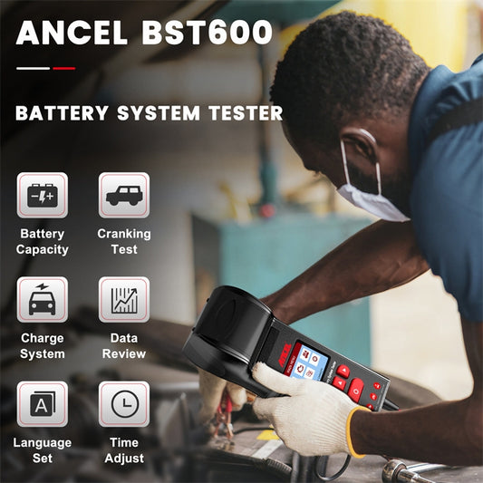 ANCEL 12V/24V Printer-Type Car Battery Tester Battery Power CCA Internal Resistance Life Detector, BST600