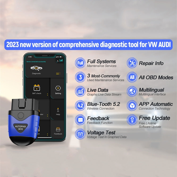 AUTOPHIX 3610 Bluetooth Car Full System Diagnostic Scanner For VW / AUDI / SKODA / SEAT, 3610