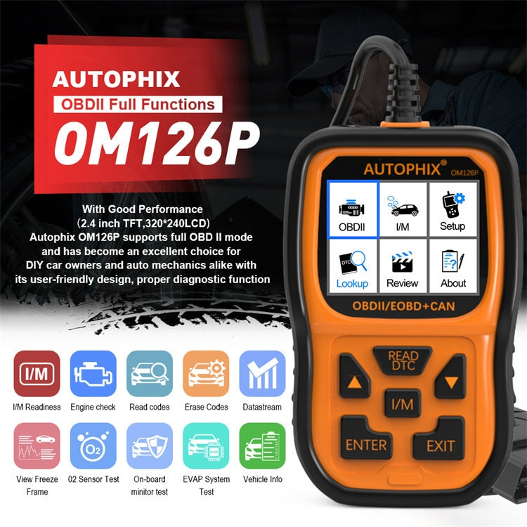 AUTOPHIX OM126P OBD2 Automotive Scanner Car Engine Diagnosis Tool, OM126P