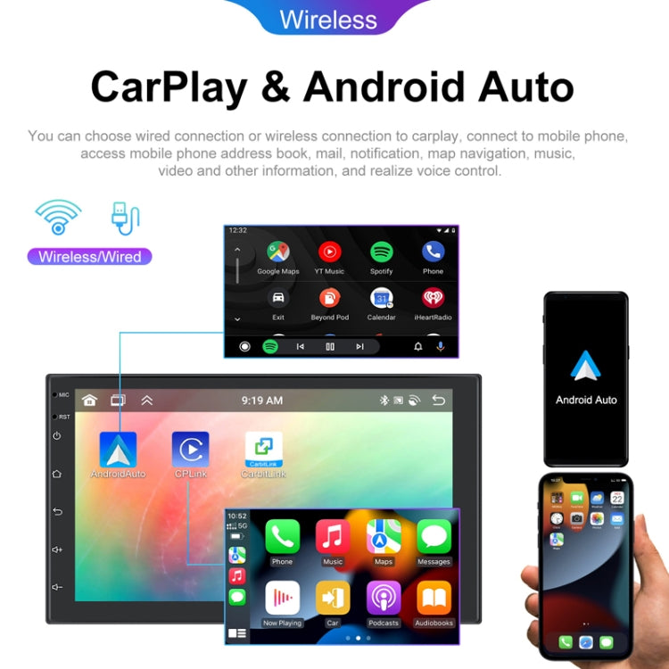 Android 13.0 Dual Butt Universal Wireless Carplay Car Navigation Center Control All-In-One Monitor, 7inch, 9inch