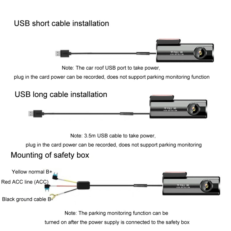 WIFI Mobile Phone 2K Ultra-Clear 360-Degree Rotating Driving Recorder, USB Short Line, Cigarette Lighter, Step-down Line