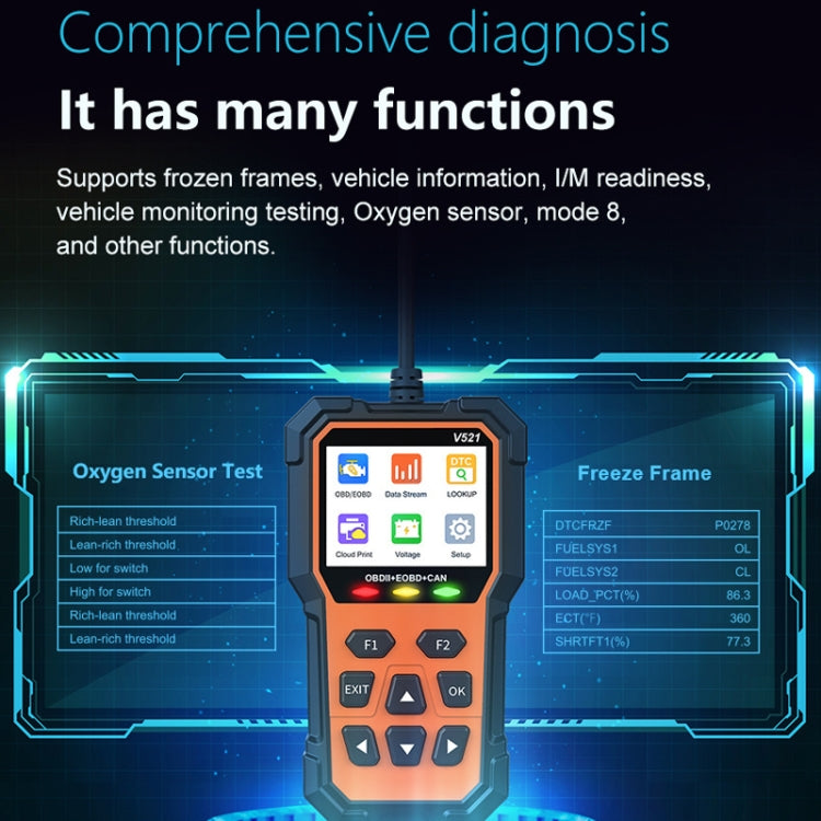 Multifunctional OBD Vehicle Fault Diagnostic Instrument Performance Test, V521