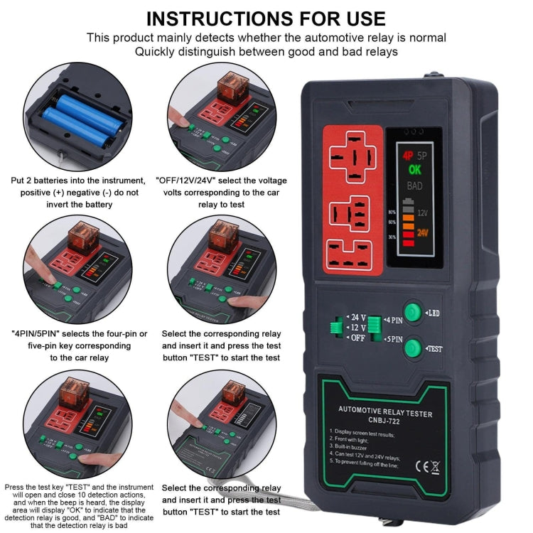 12V/24V 4 Pin 5 Pin Automotive Relay Tester, CNBJ-722