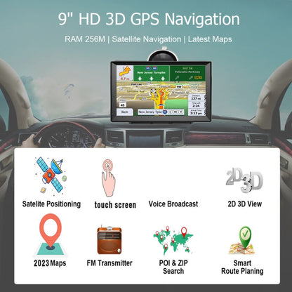 9 Inch 8G/256M Car GPS Navigator With Large Screen Capacitive Bluetooth Map, United States, Canada, Mexico Map, Europe Map, United Kingdom Map, Germany Map, Russia + Ukraine + Belarus Map, Australia Map, South America Map, Middle East Map