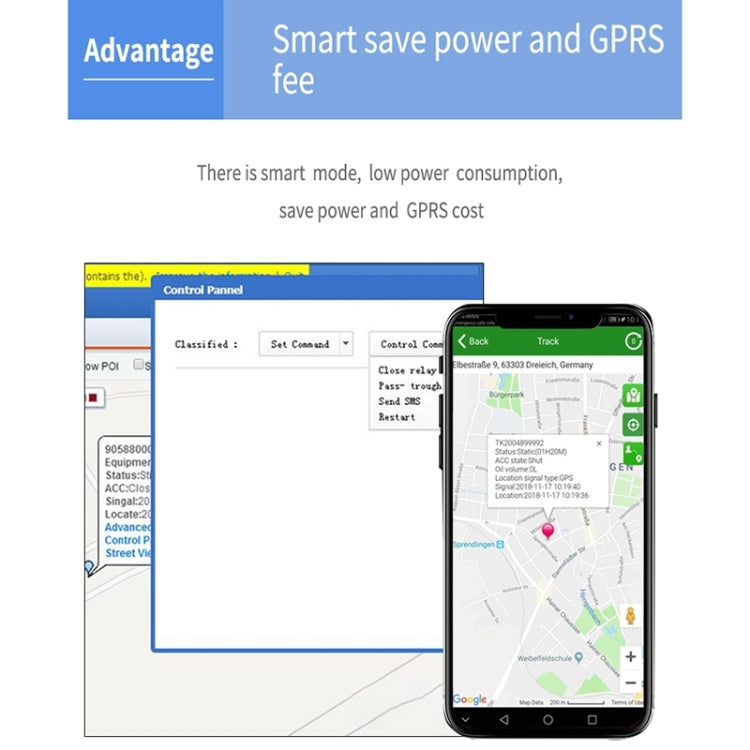 TK202A 2G Car Truck Vehicle Tracking GSM GPRS GPS Tracker Support AGPS, Battery Capacity: 6500MA, Battery Capacity: 4400MA